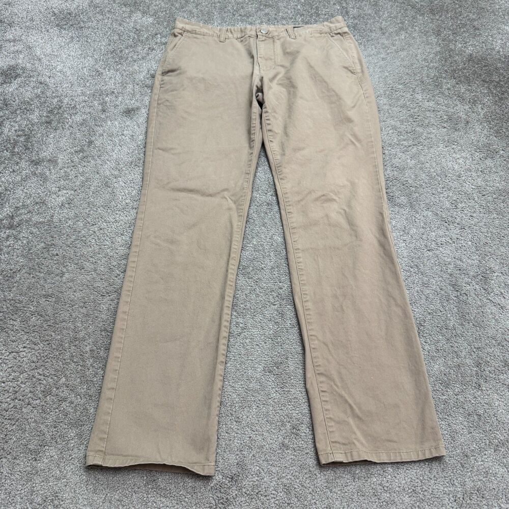 Bonobos Washed Chino Pants Mens 33x32 Khaki Tan Tailored Fit Flat Front Stretch